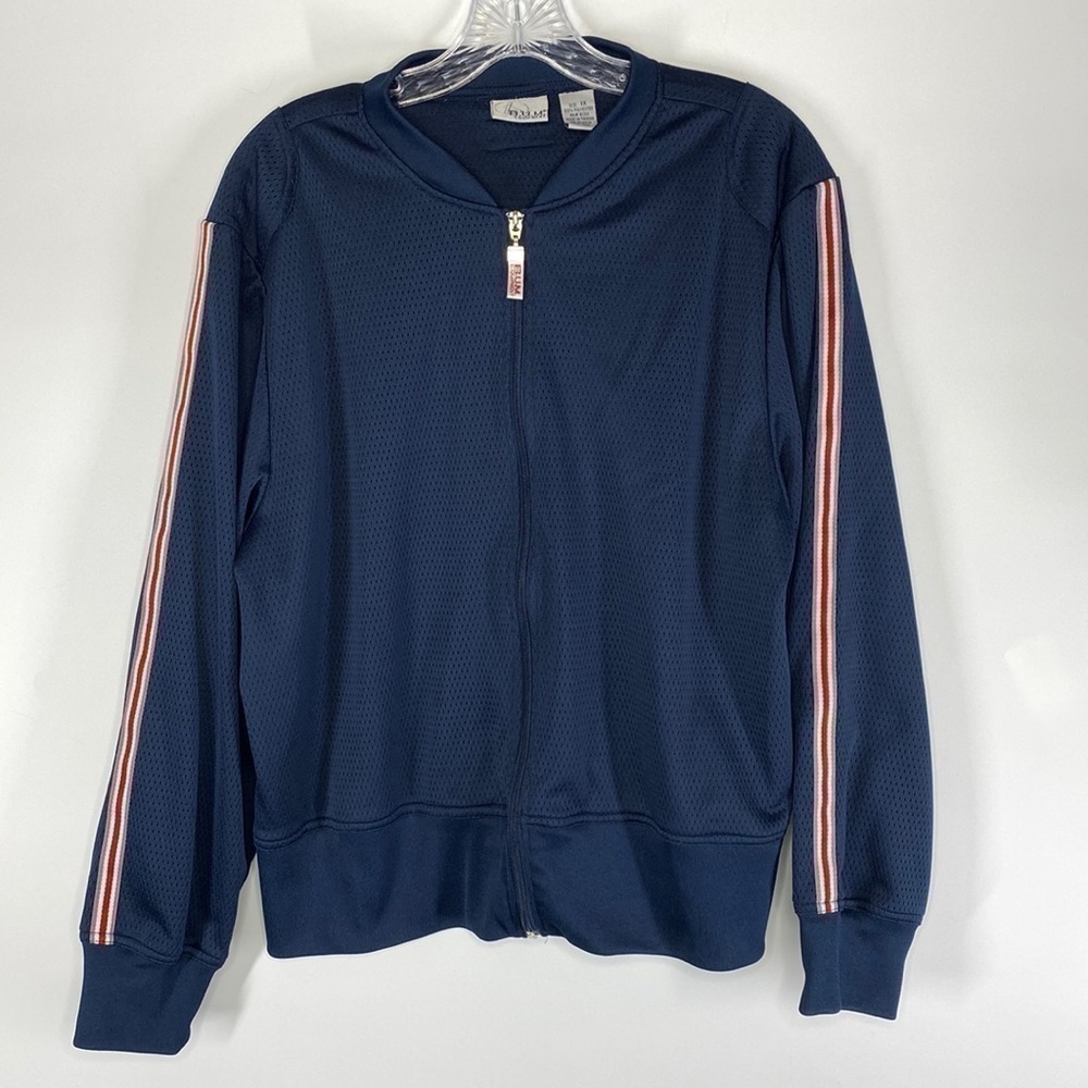 Vintage B.U.M Equipment Navy Blue Full Zip Track Jacket Size Medium